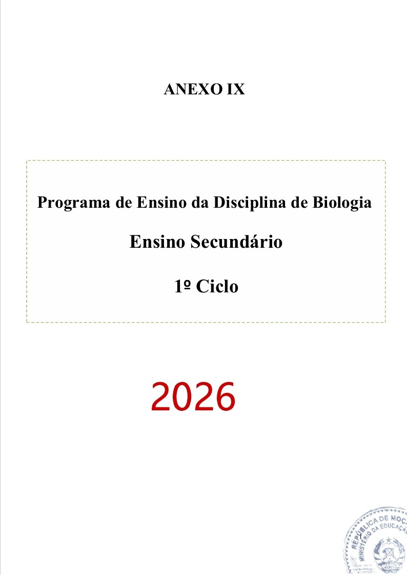 Programa de Ensino de Biologia do 1º Ciclo do Ensino Secundário (Novo 2026)