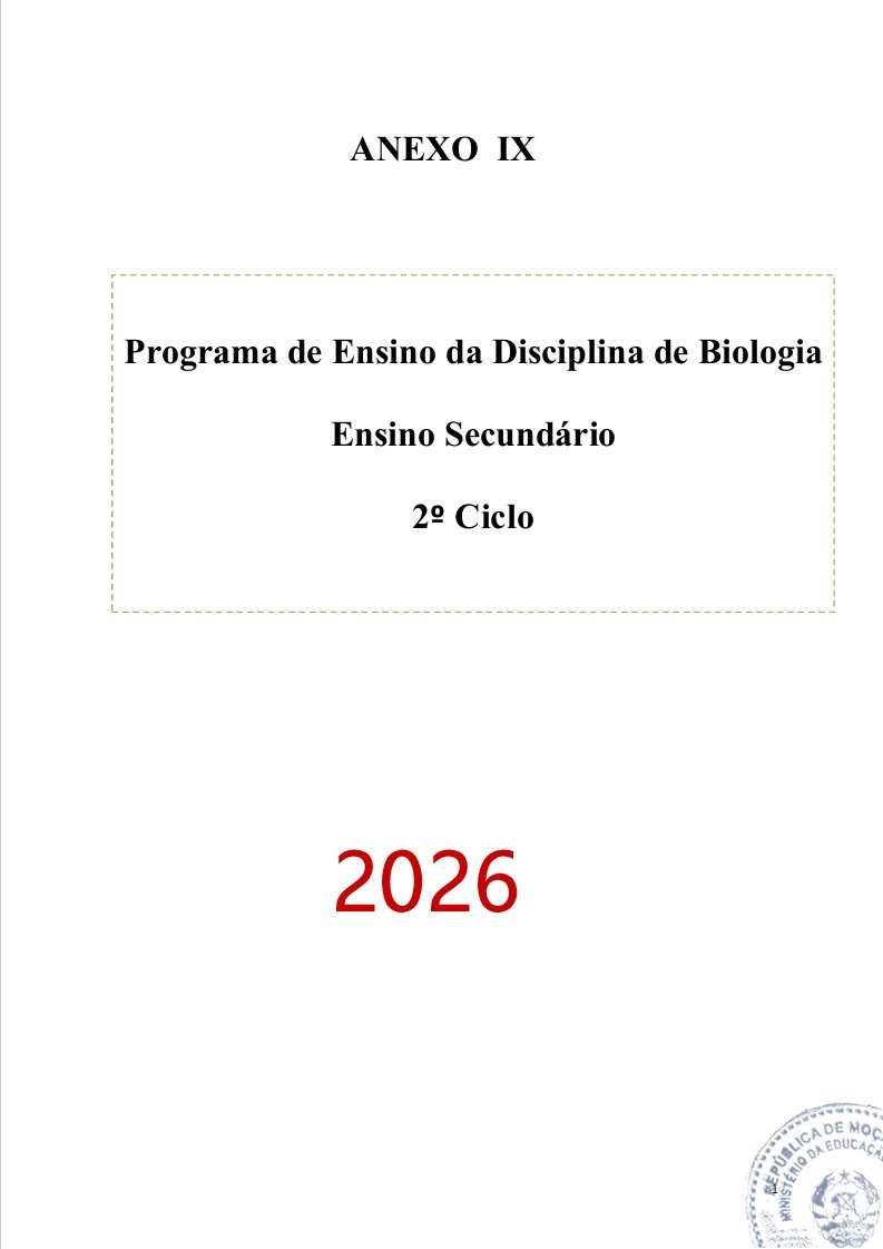 Programa de Ensino de Biologia do 2º Ciclo do Ensino Secundário (Novo 2026)