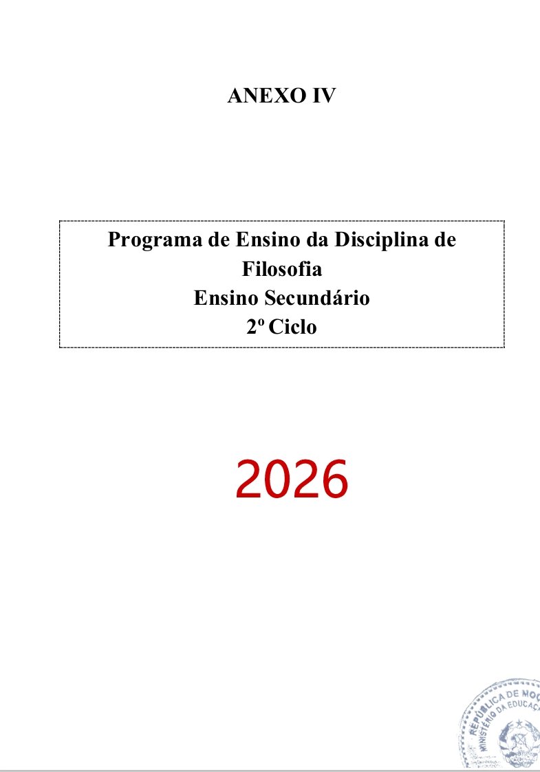 Programa de Ensino de Filosofia do 2º Ciclo do Ensino Secundário (Novo 2026)
