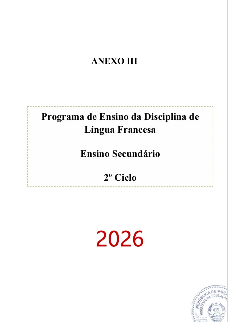 Programa de Ensino de Francês do 2º Ciclo do Ensino Secundário (Novo 2026)