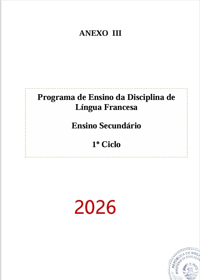 Programa de Ensino de Língua Francesa do 1º Ciclo do Ensino Secundário (Novo 2026)