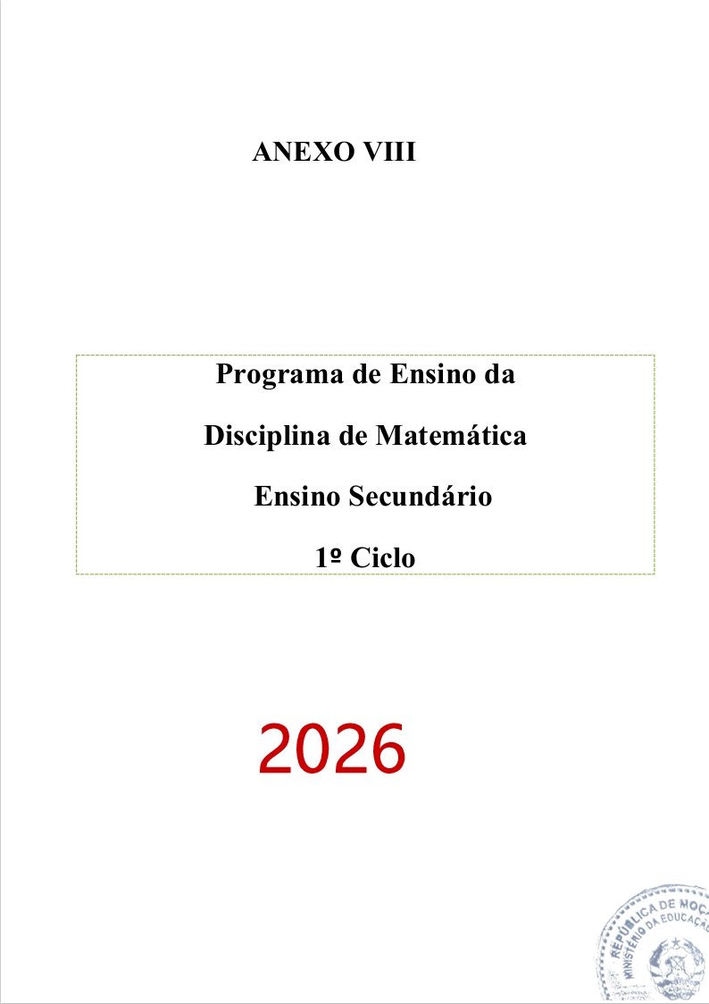 Programa de Ensino de Matemática do 1º Ciclo do Ensino Secundário (Novo 2026)