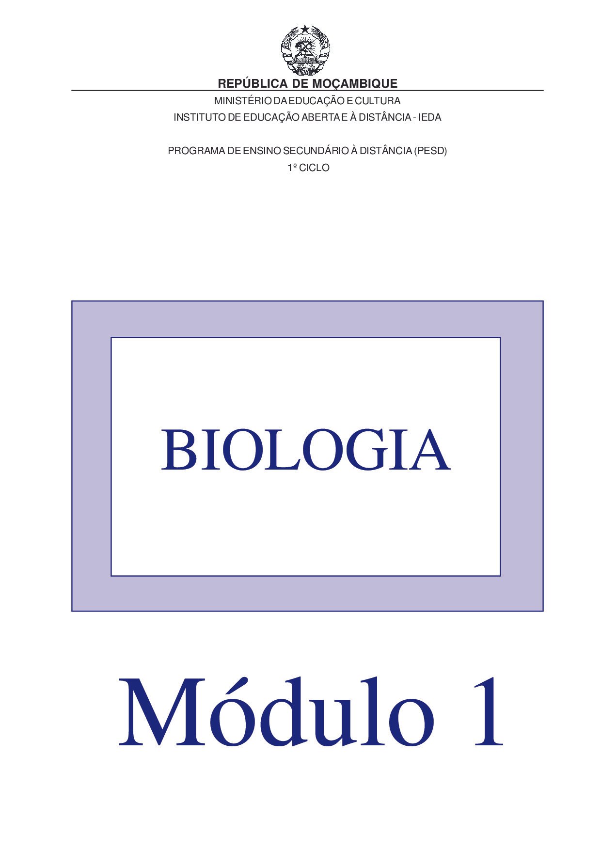 Biologia da 9ª Classe (Material de estudo do PESD Antigo – Moçambique) Livro Modulo em PDF