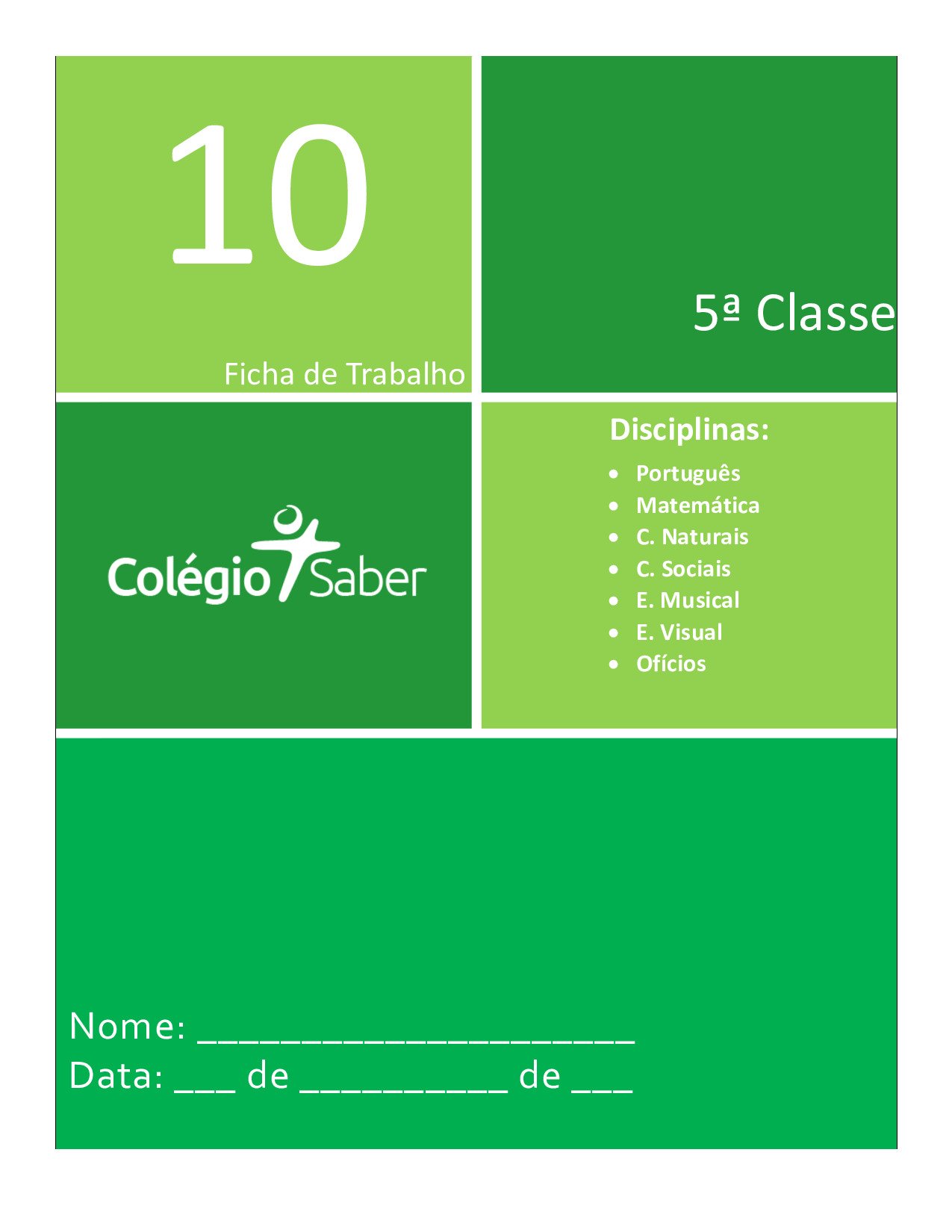Ficha de Actividades da 5ª Classe (Colégio Saber - Moçambique) em PDF