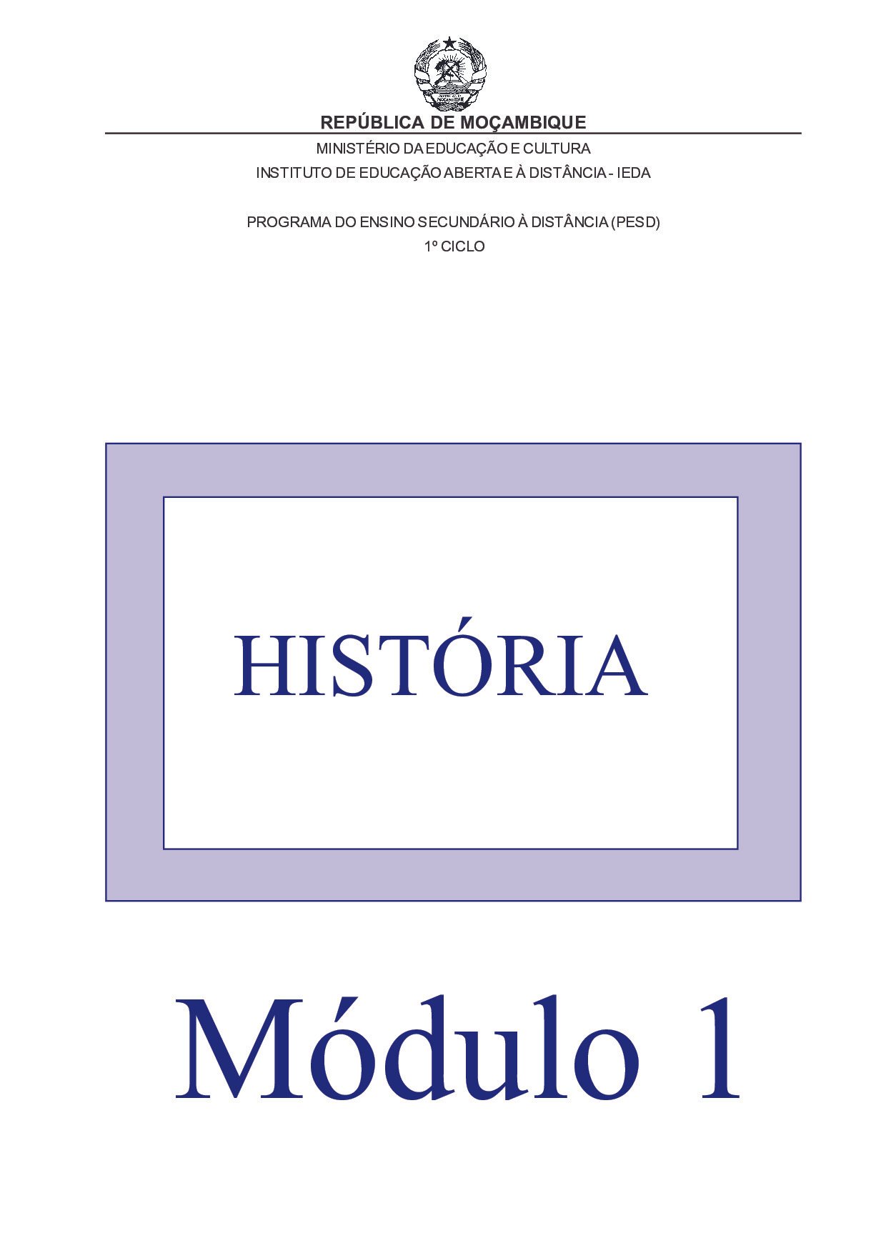 Historia da 9ª Classe (Material de estudo do PESD Antigo – Moçambique) Modulo em PDF