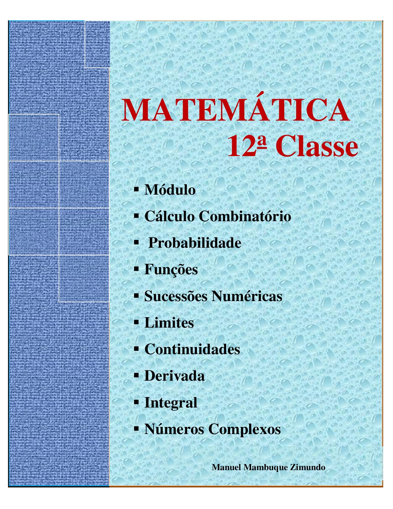 Matemática da 12ª Classe (Manuel Mambuque Zimundo) Baixar Livro em PDF