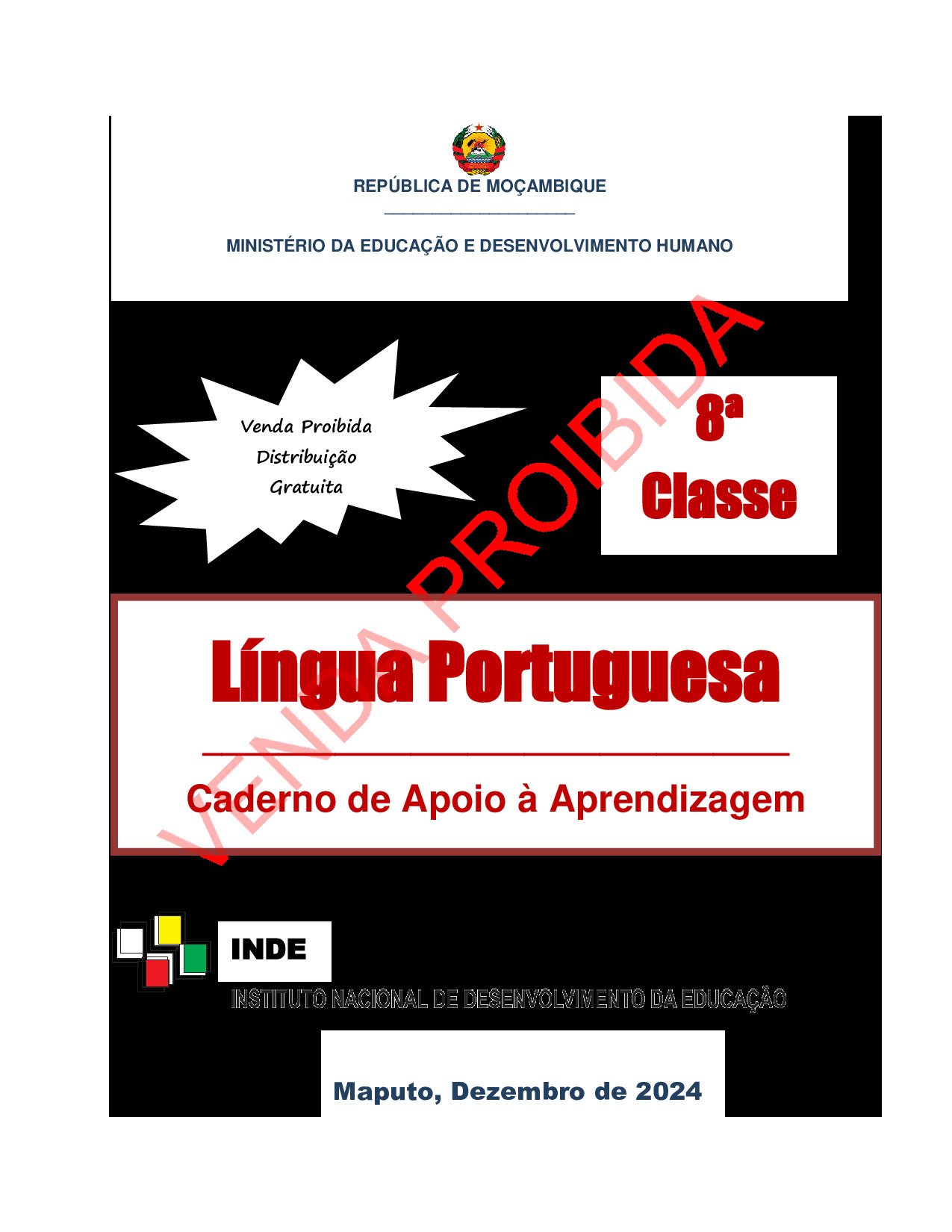 Português da 8ª Classe (Caderno de Apoio à Aprendizagem – INDE Moçambique; 2024) em PDF