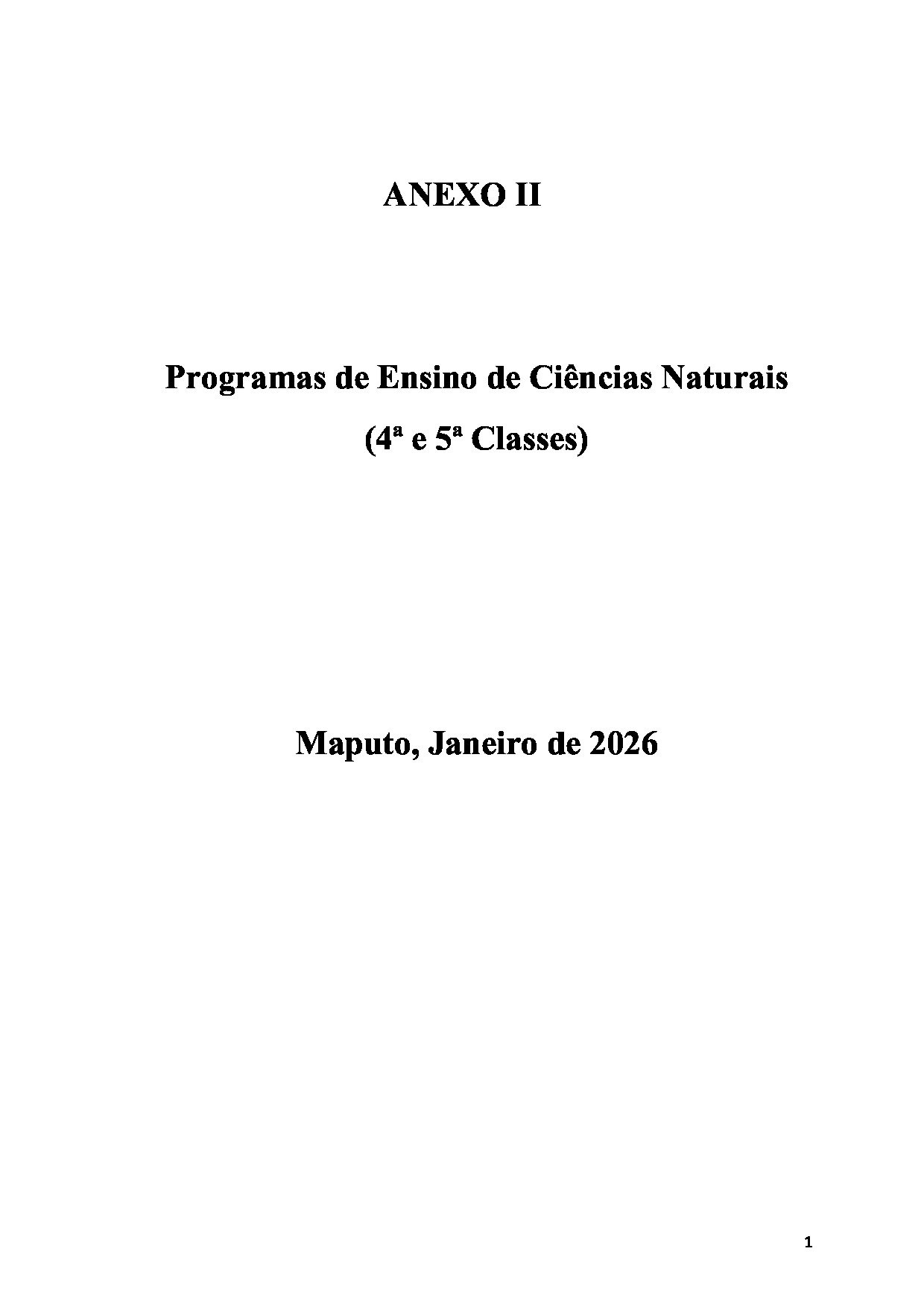 Programas de Ensino de Ciências Naturais (4ª e 5ª Classes – Moçambique) Baixar em PDF